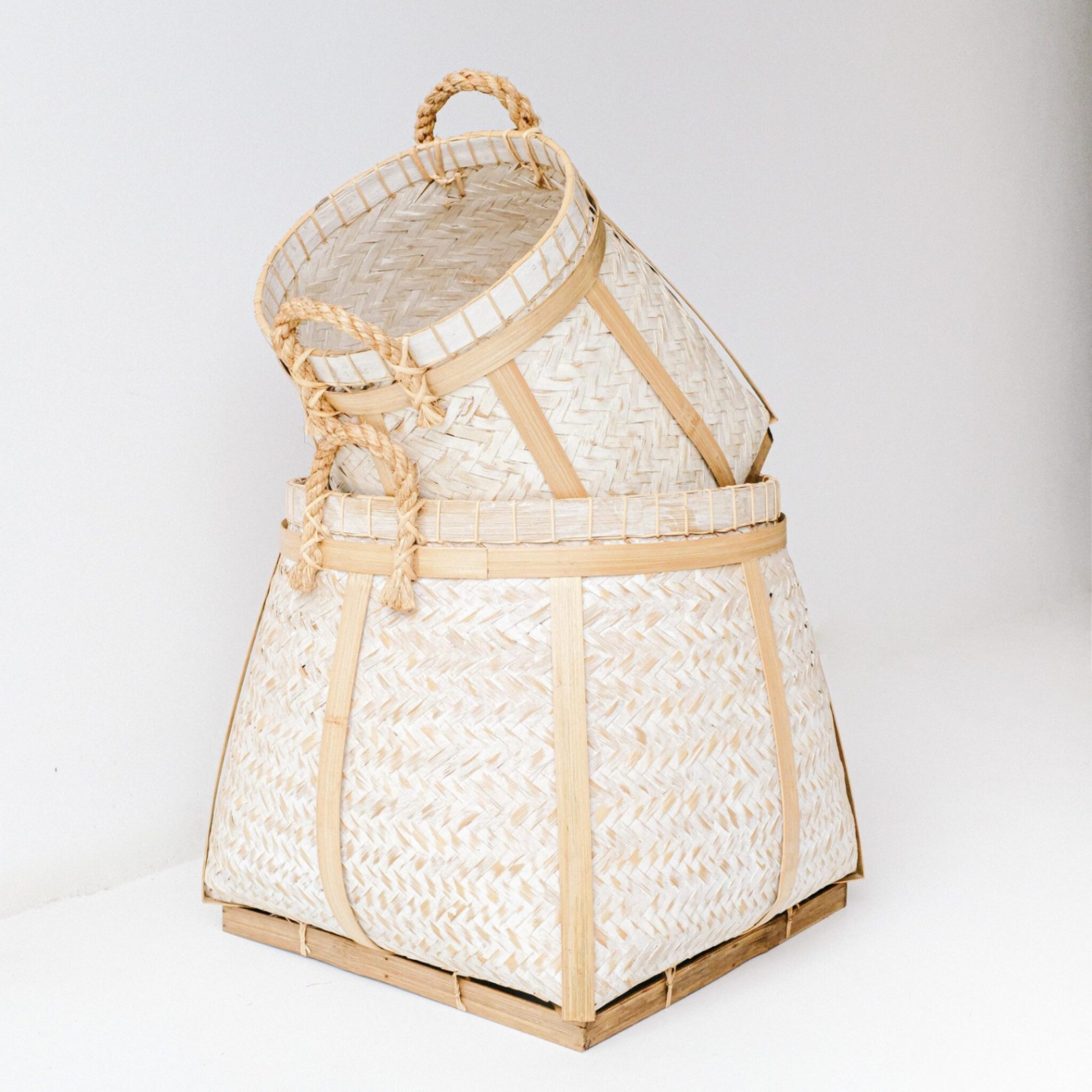 CANASTO BAMBOO SQUARE WHITE MEDIUM