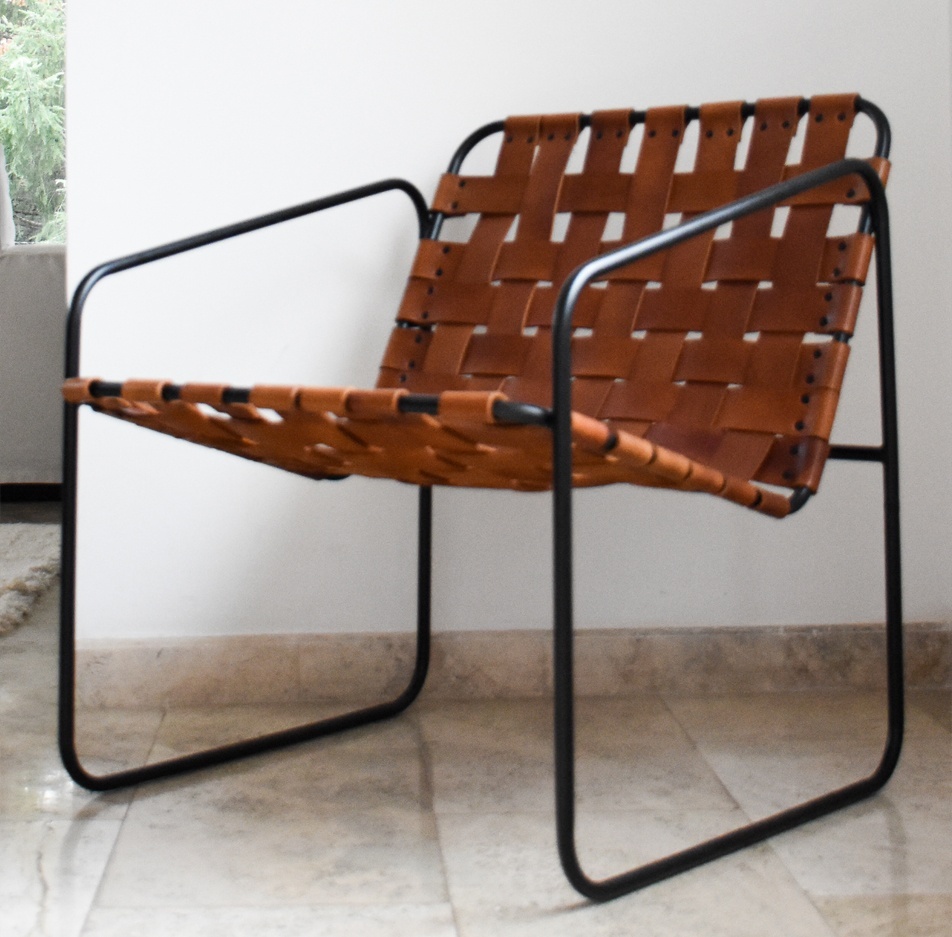 Sillon Trenzado Cuero Chocolate