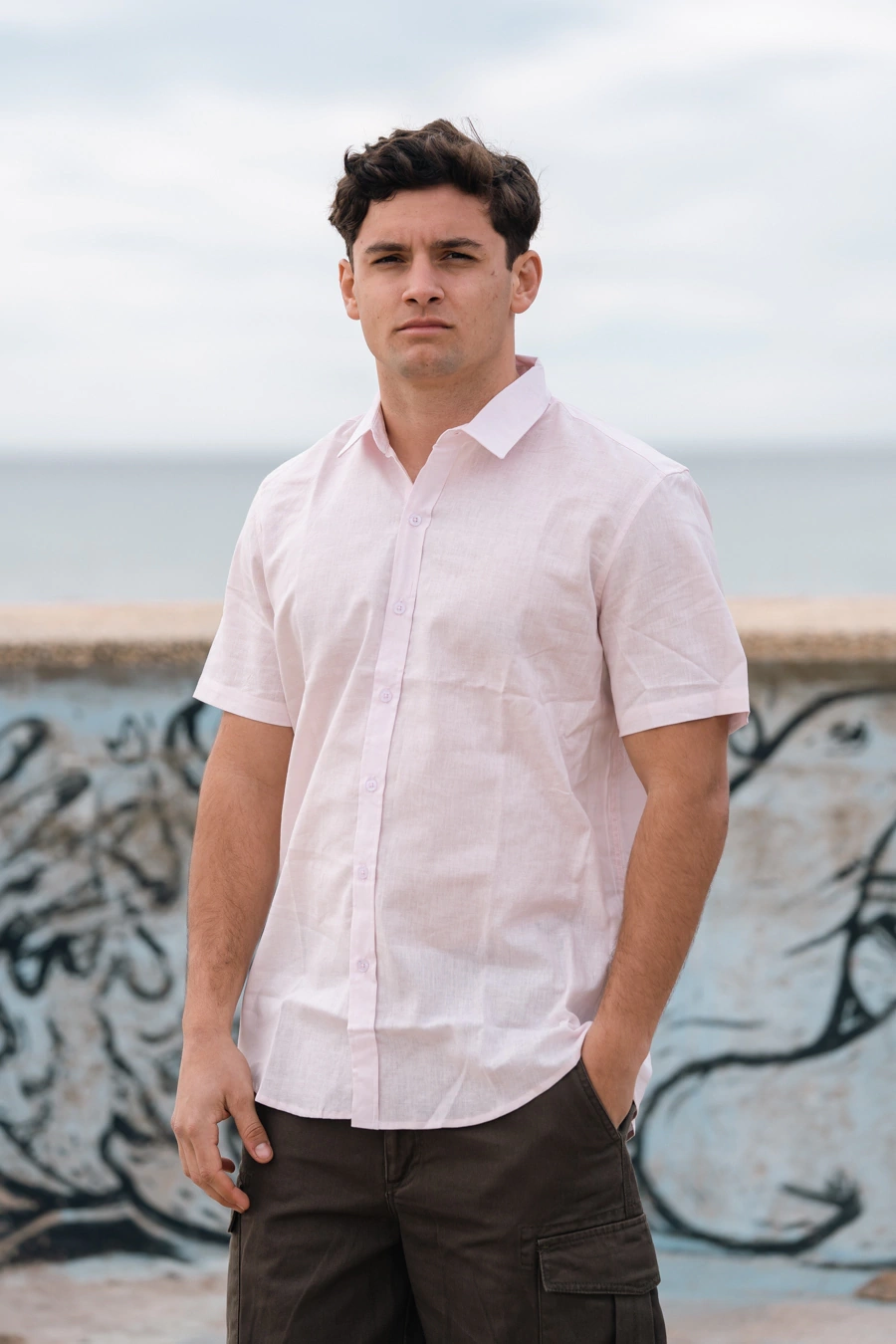 Camisa Lino Rosa